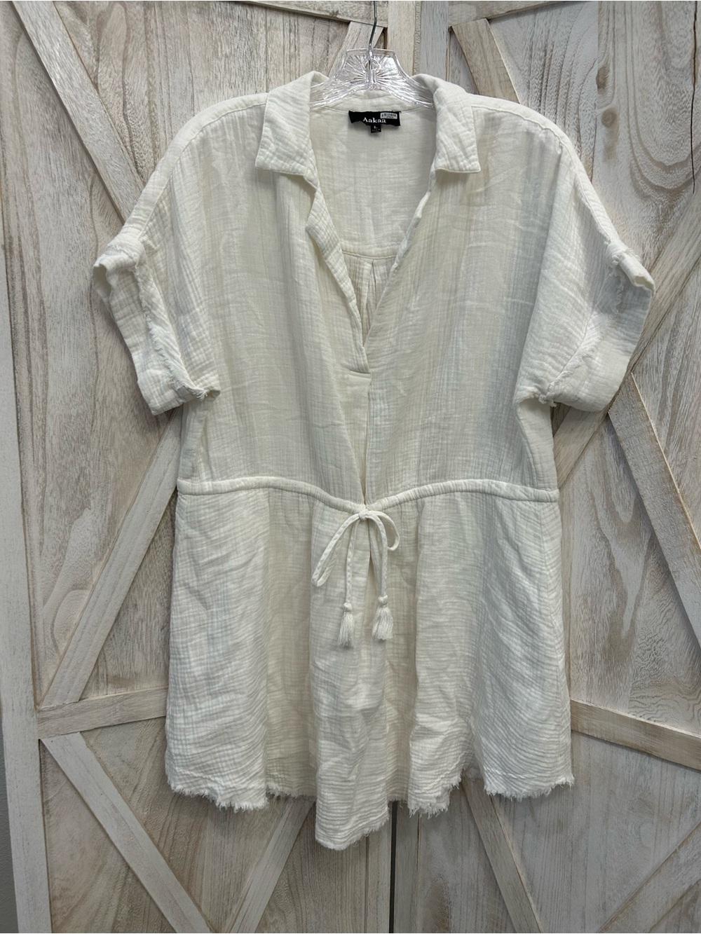 Aakaa Cream Gauze Dress